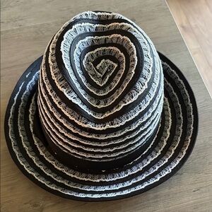 Black and White Striped Hat preloved